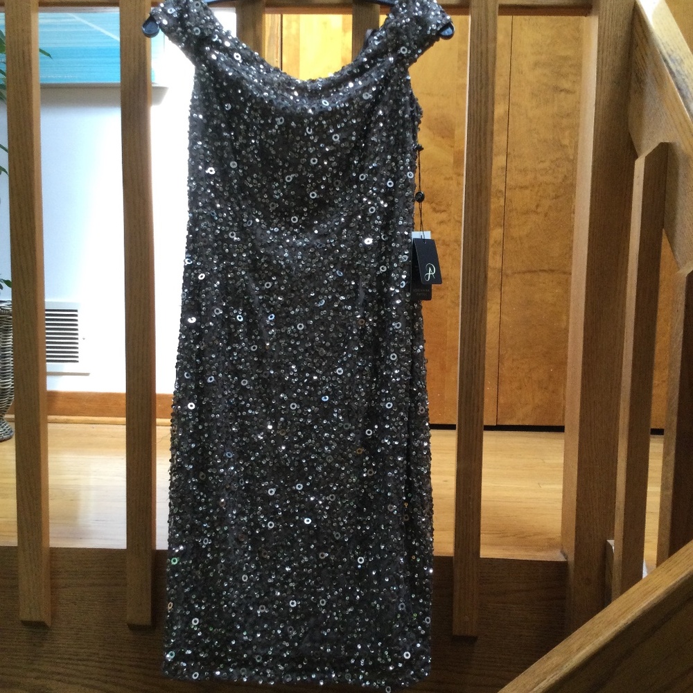 Adrianna Papell silver sequined dress. Size 6.